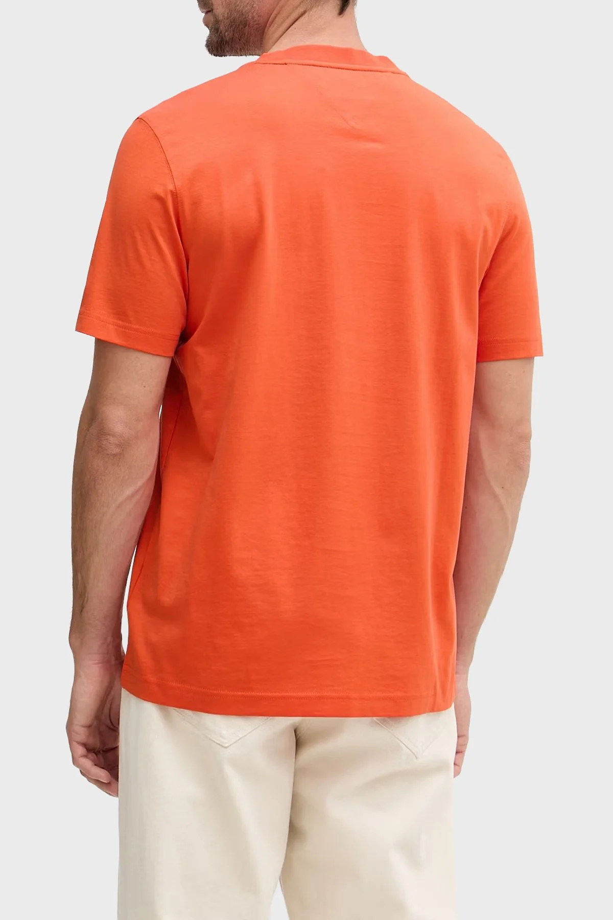Tommy Hilfiger Logolu Pamuklu Regular Fit Bisiklet Yaka Erkek T Shirt MW0MW43066 SCX ORANGE - 3
