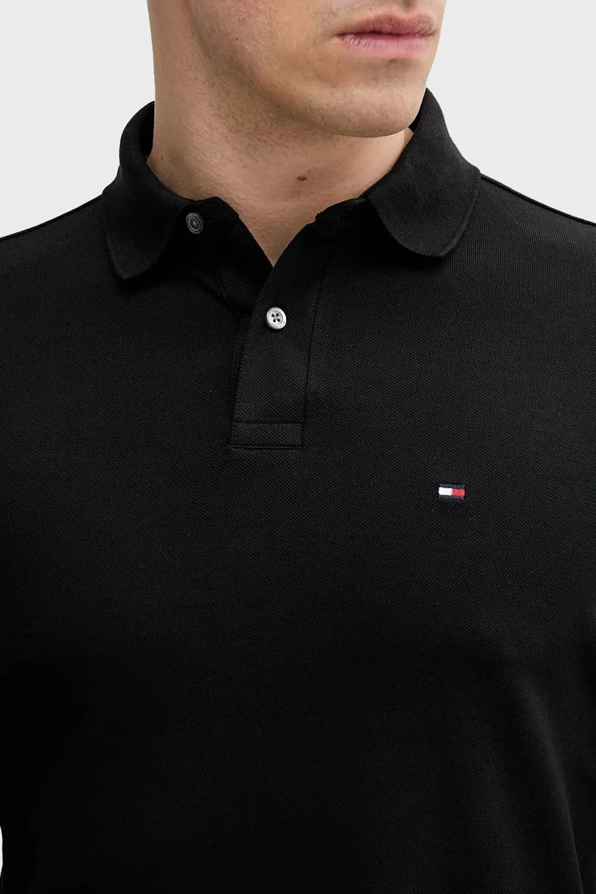 Tommy Hilfiger Logolu Pamuklu Regular Fit Düğmeli Erkek Polo Yaka Sweat MW0MW20183 BDS SİYAH - 4