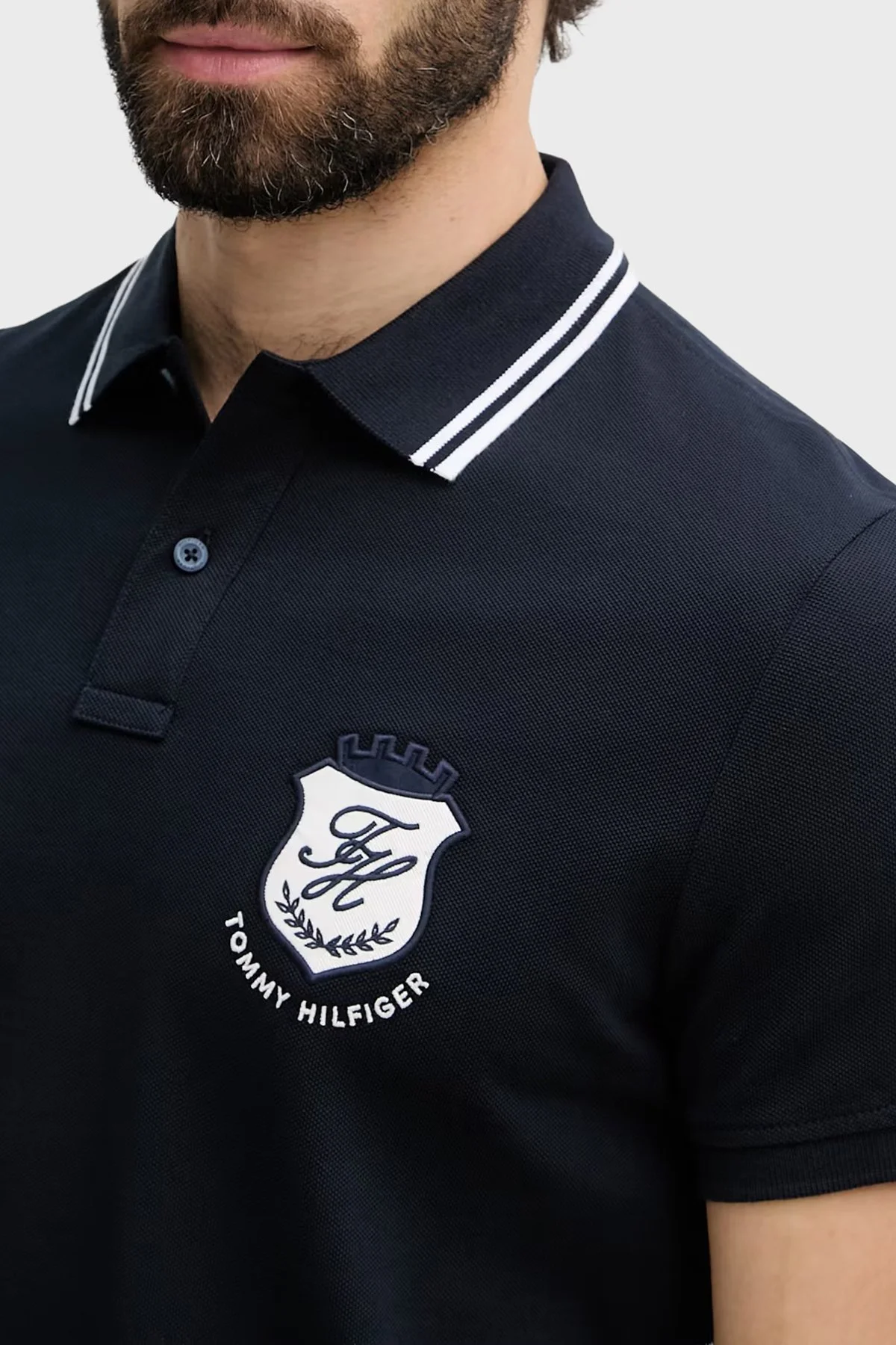 Tommy Hilfiger Logolu Pamuklu Regular Fit Erkek Polo Yaka T Shirt MW0MW43061 DW5 LACİVERT - 4