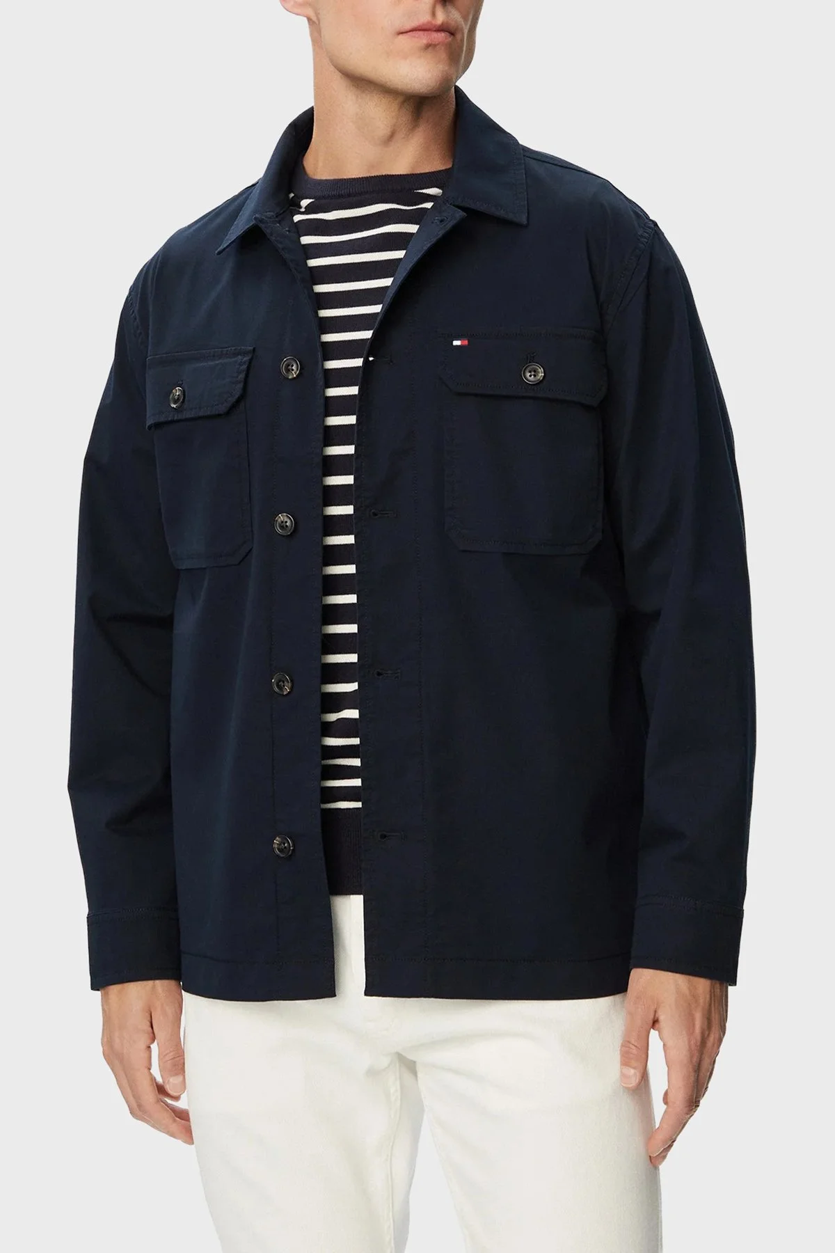 Tommy Hilfiger Logolu Pamuklu Regular Fit Göğüs Cepli Erkek Ceket MW0MW43471 DW5 Lacivert - 1
