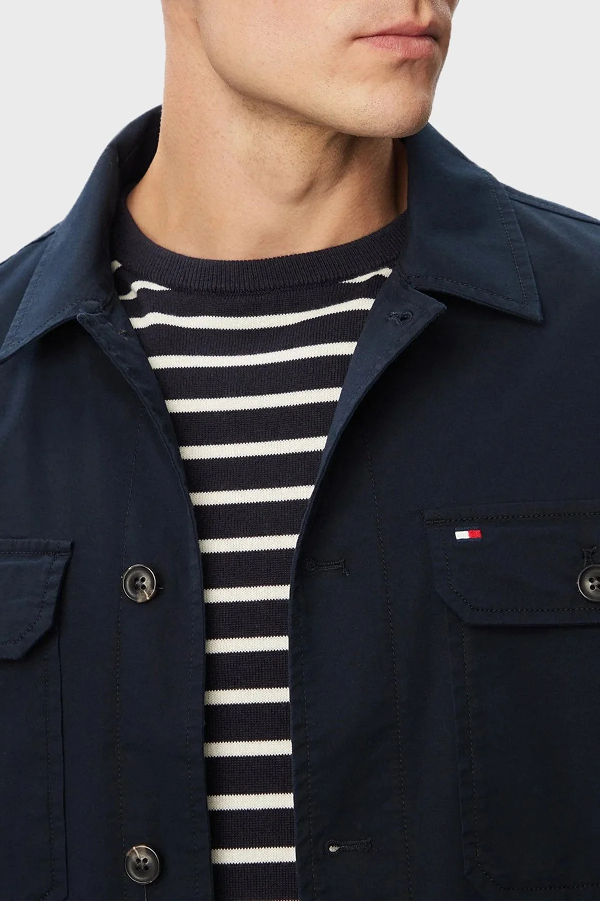 Tommy Hilfiger Logolu Pamuklu Regular Fit Göğüs Cepli Erkek Ceket MW0MW43471 DW5 Lacivert - 4