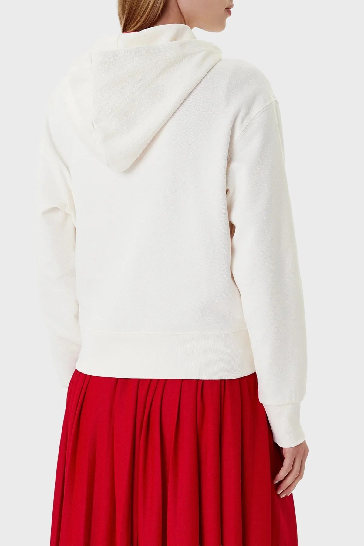 Tommy Hilfiger Logolu Pamuklu Regular Fit Kapüşonlu Crop Bayan Sweat WW0WW45742 YA8 BEYAZ - 3