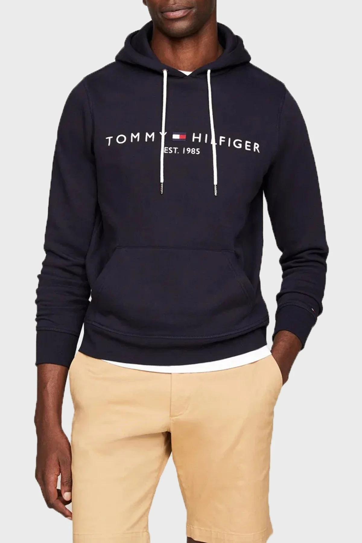 Tommy Hilfiger Logolu Pamuklu Regular Fit Kapüşonlu Erkek Sweat MW0MW10752 403 LACİVERT - 1