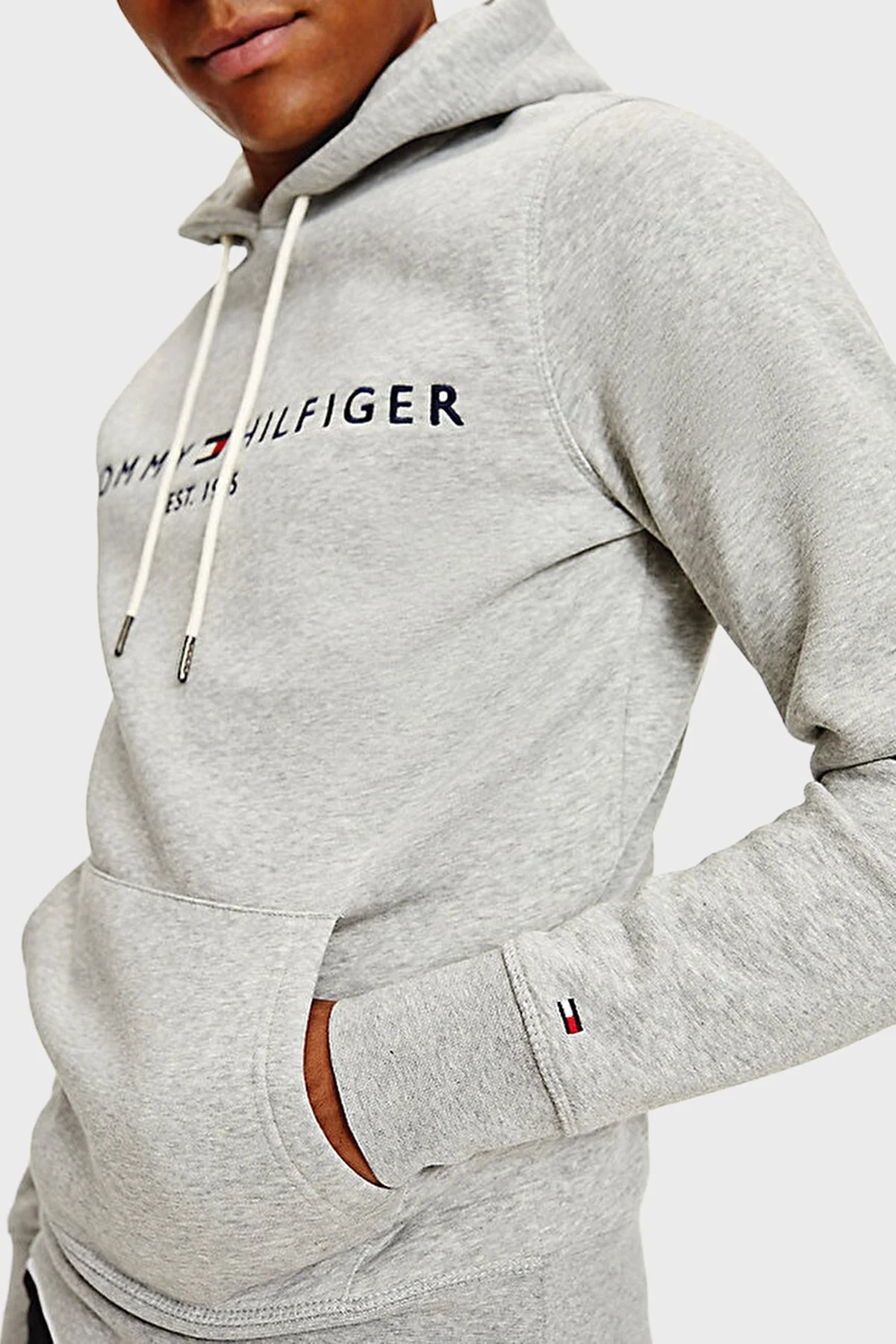 Tommy Hilfiger Logolu Pamuklu Regular Fit Kapüşonlu Erkek Sweat MW0MW10752 501 GRİ - 1