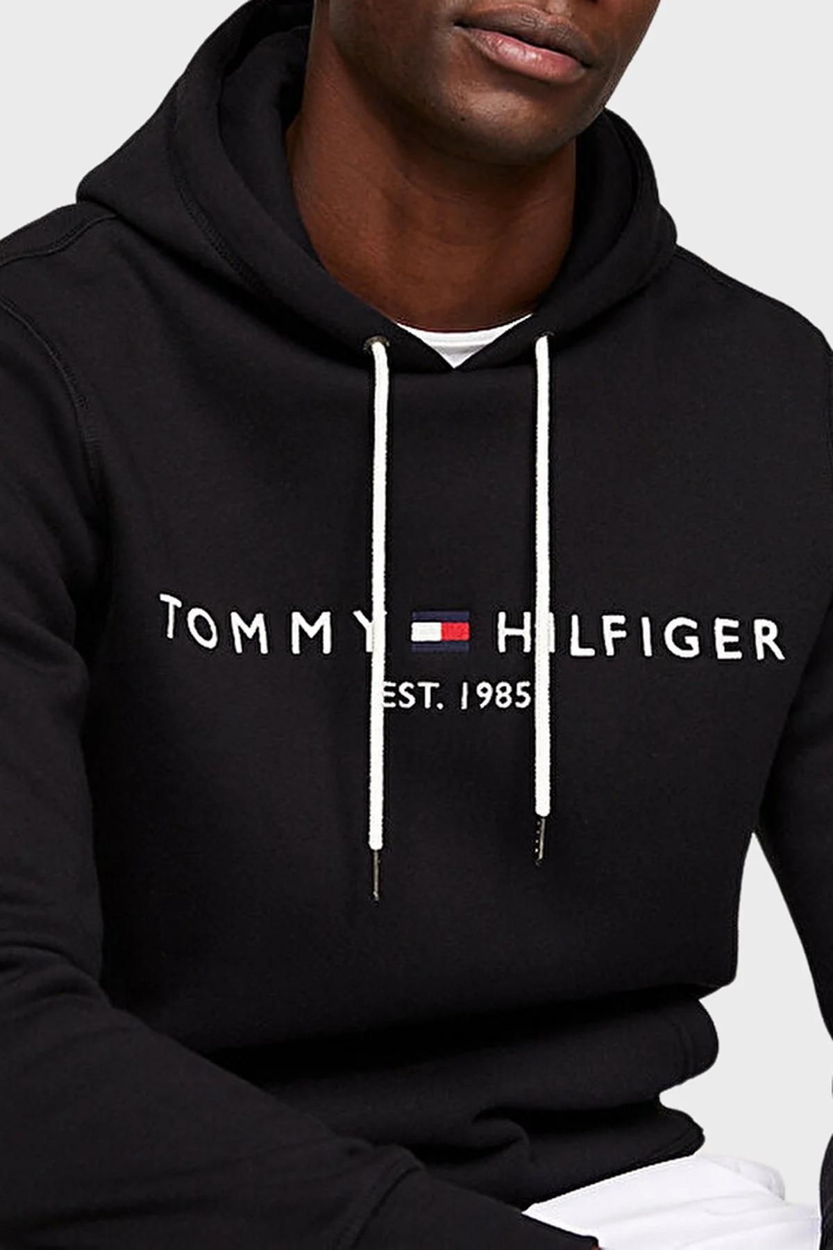 Tommy Hilfiger Logolu Pamuklu Regular Fit Kapüşonlu Erkek Sweat MW0MW10752 BAS SİYAH - 4