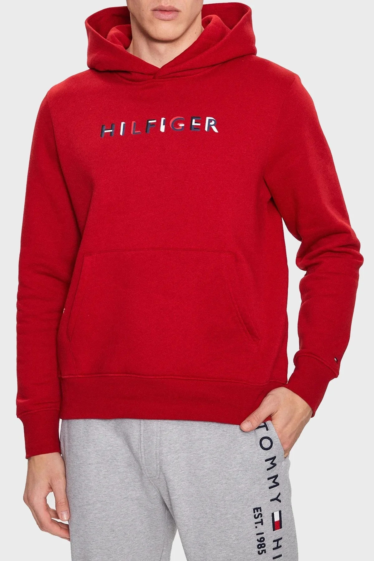 Tommy Hilfiger Logolu Pamuklu Regular Fit Kapüşonlu Erkek Sweat MW0MW32014 XMP KIRMIZI - 1