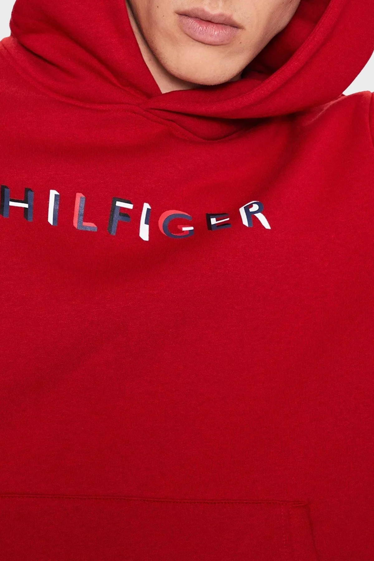 Tommy Hilfiger Logolu Pamuklu Regular Fit Kapüşonlu Erkek Sweat MW0MW32014 XMP KIRMIZI - 4