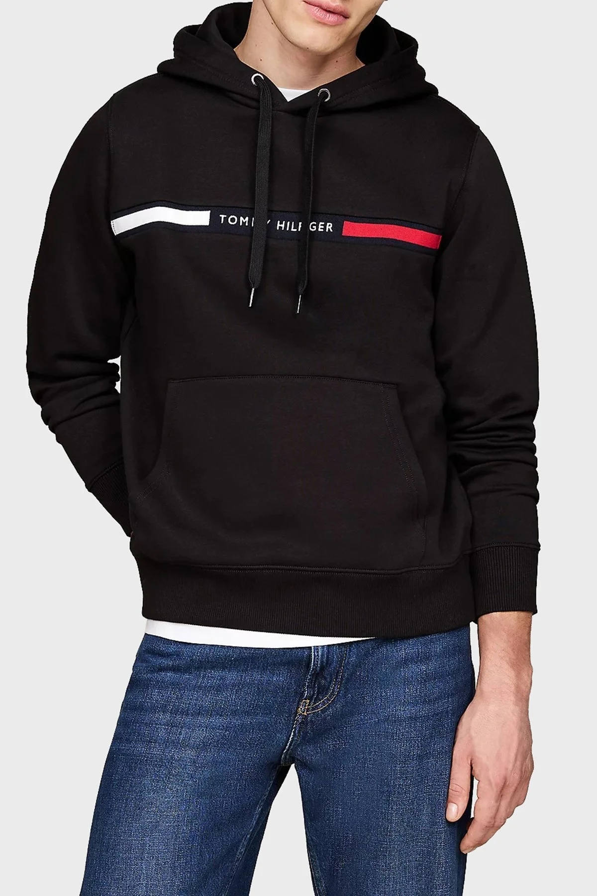 Tommy Hilfiger Logolu Pamuklu Regular Fit Kapüşonlu Erkek Sweat MW0MW37361 BDS SİYAH - 1