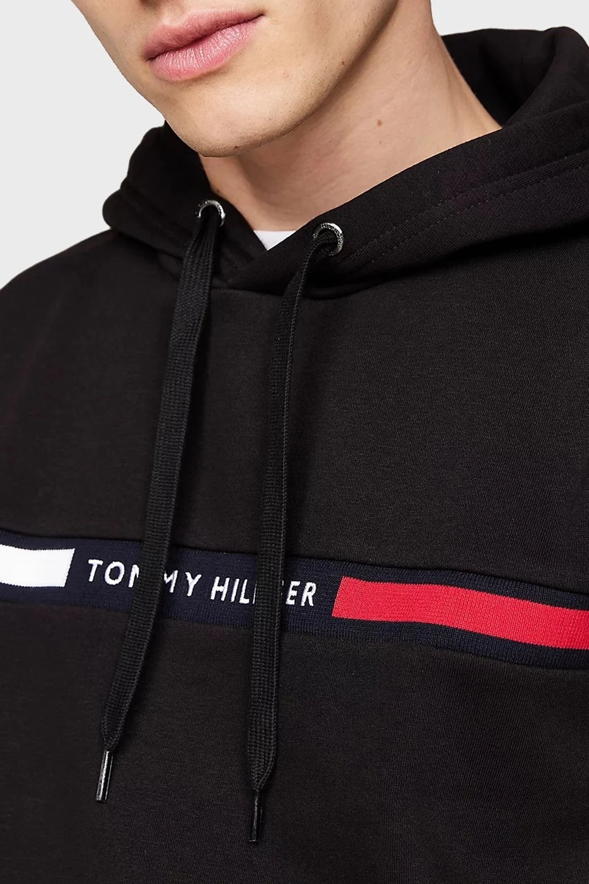 Tommy Hilfiger Logolu Pamuklu Regular Fit Kapüşonlu Erkek Sweat MW0MW37361 BDS SİYAH - 3