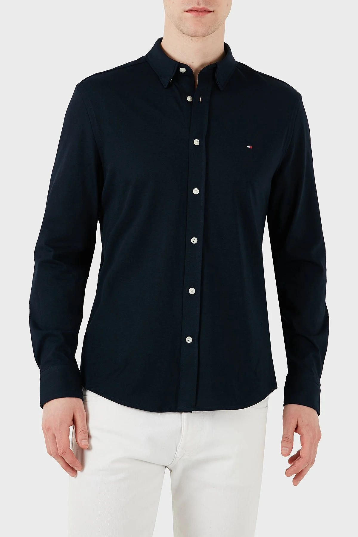 Tommy Hilfiger Logolu Pamuklu Regular Fit Uzun Kollu Erkek Gömlek MW0MW37580 DAF LACİVERT - 7