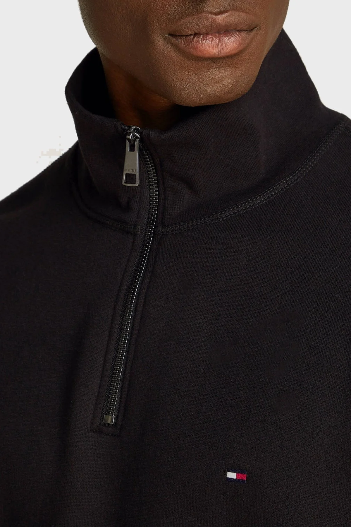 Tommy Hilfiger Logolu Pamuklu Regular Fit Yarım Fermuarlı Dik Yaka Polar Erkek Sweat MW0MW37233 BDS SİYAH - 3