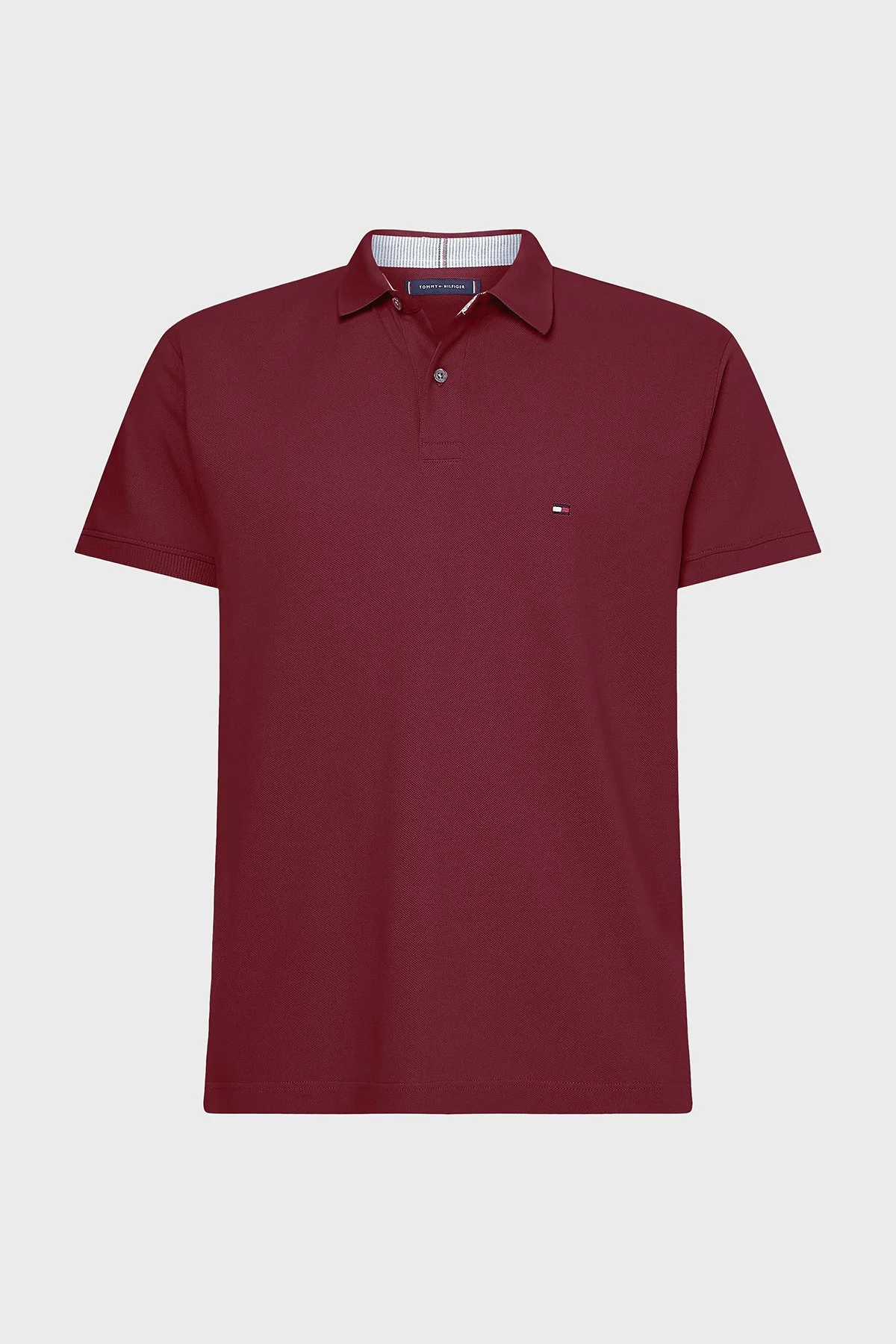 Tommy Hilfiger Logolu Pamuklu Slim Fit Erkek Polo Yaka T Shirt MW0MW17770 VLP BORDO - 4
