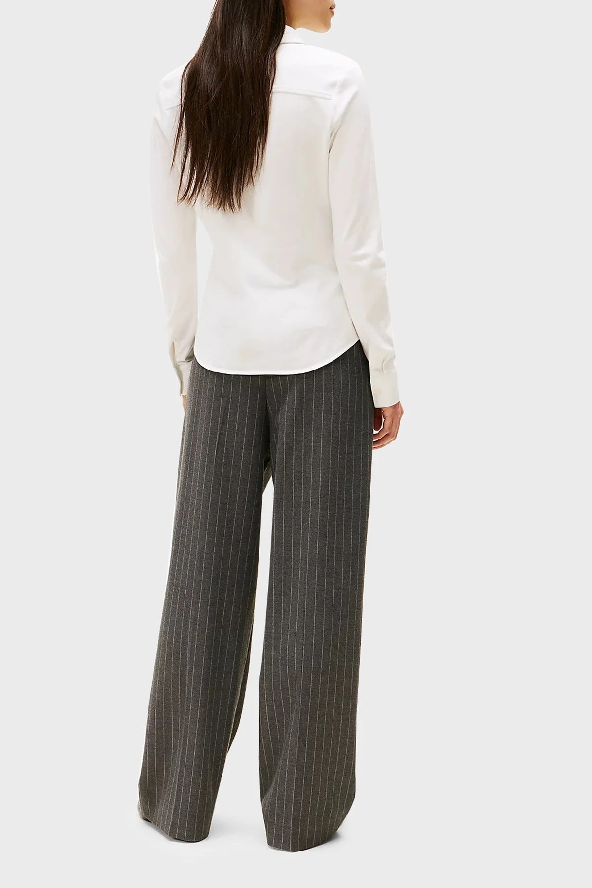 Tommy Hilfiger Logolu Pamuklu Slim Fit Uzun Kollu Bayan Gömlek WW0WW43528 YBL BEYAZ - 3