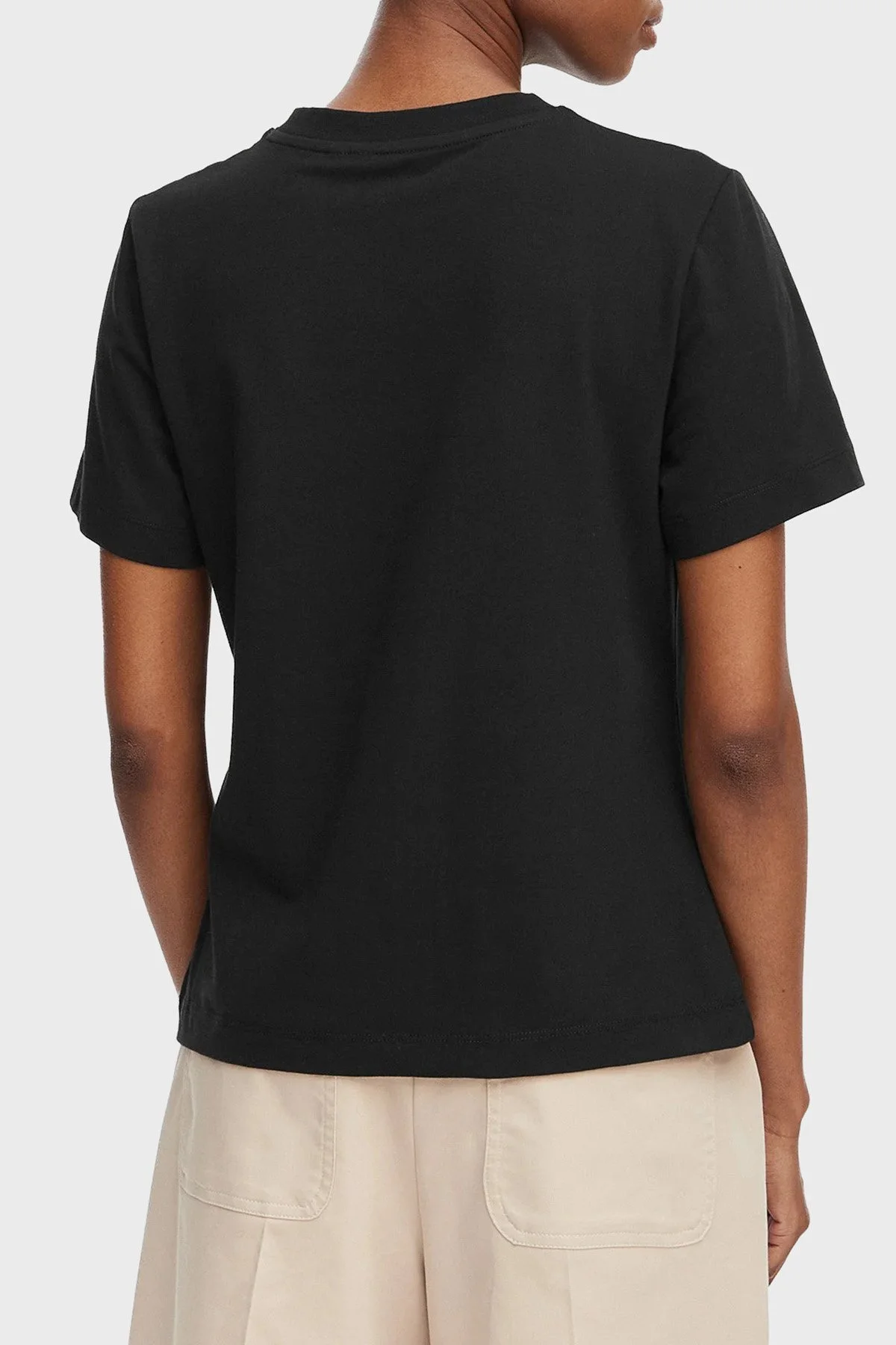 Tommy Hilfiger Logolu Regular Fit Bisiklet Yaka Kadın T Shirt WW0WW49941 BDS Siyah - 3