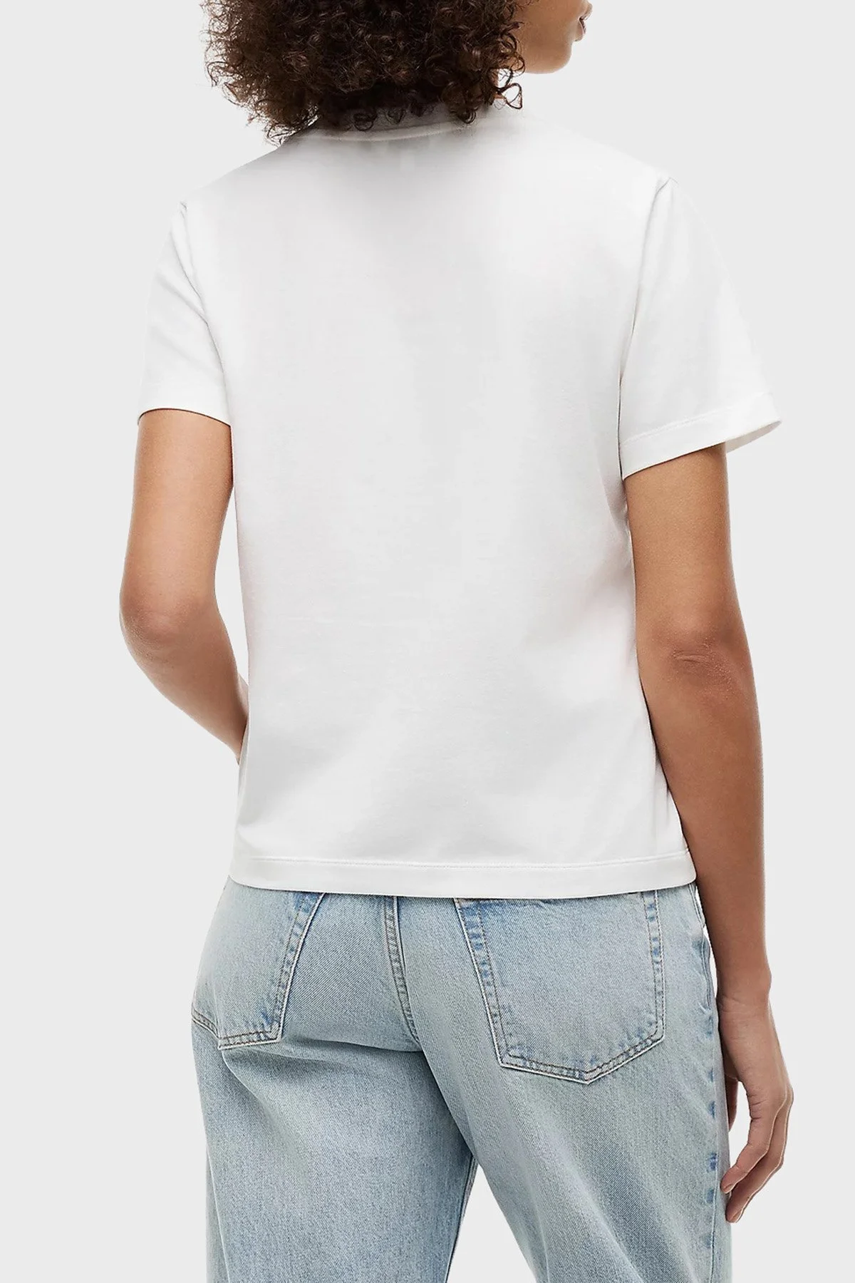 Tommy Hilfiger Logolu Regular Fit Bisiklet Yaka Kadın T Shirt WW0WW49941 YBL Beyaz - 4