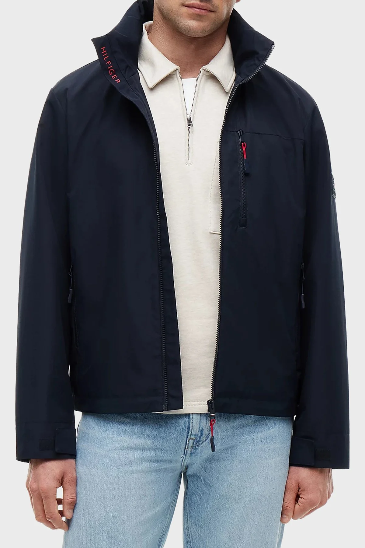 Tommy Hilfiger Logolu Regular Fit Çıkarılabilir Kapüşonlu Erkek Mont MW0MW44299 DW5 Lacivert - 1