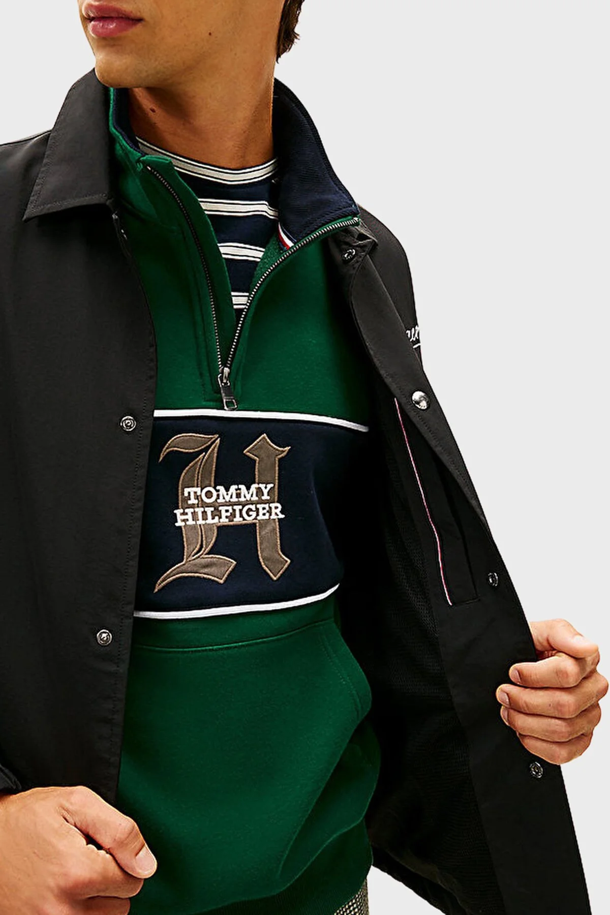 Tommy Hilfiger Logolu Regular Fit Çıtçıt Düğmeli Erkek Mont MW0MW41871 BDS SİYAH - 4