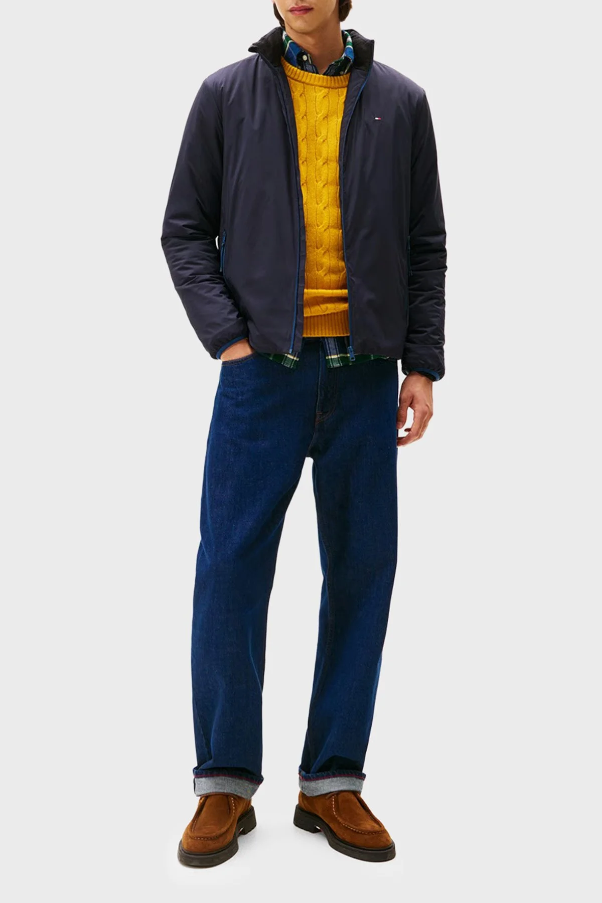 Tommy Hilfiger Logolu Regular Fit Dik Yaka Erkek Mont MW0MW40592 DW5 LACİVERT - 2