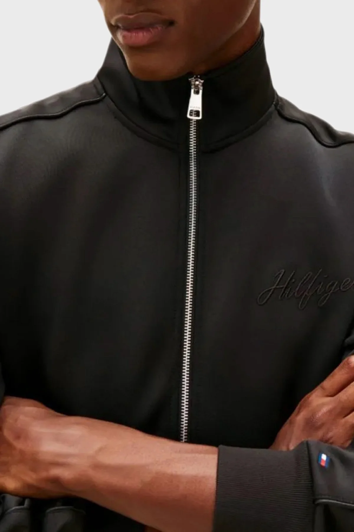 Tommy Hilfiger Logolu Regular Fit Dik Yaka Fermuarlı Erkek Sweat MW0MW41447 BDS SİYAH - 4