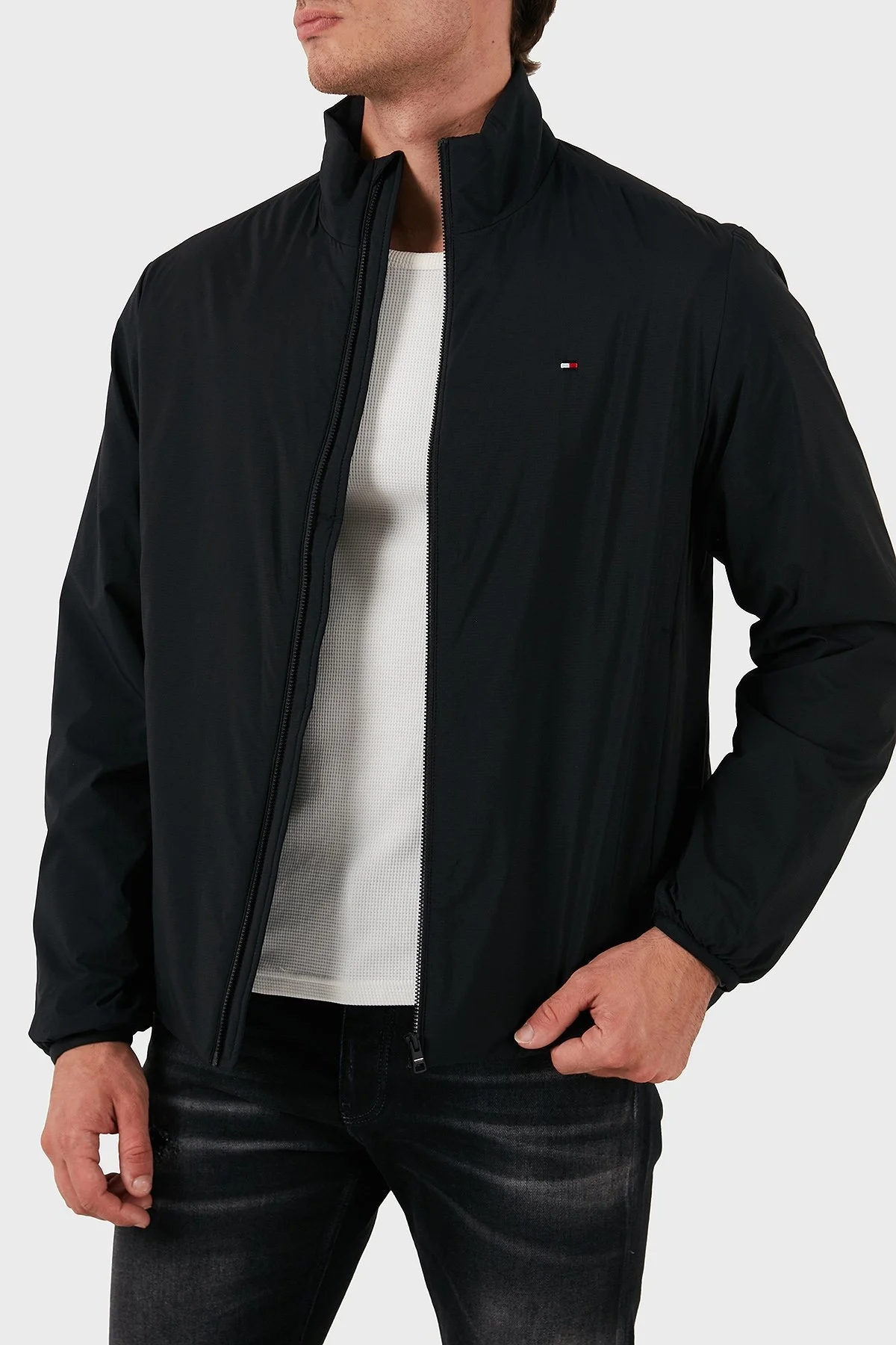 Tommy Hilfiger Logolu Regular Fit Fermuarlı Erkek Ceket MW0MW36601 BDS SİYAH - 1