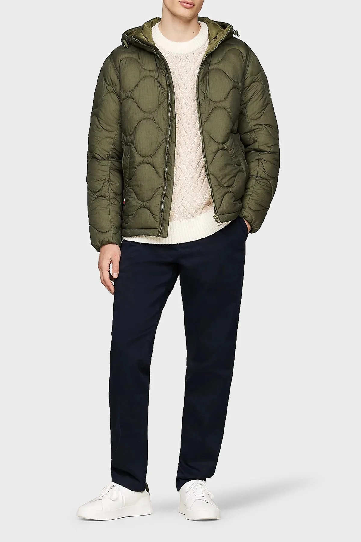 Tommy Hilfiger Logolu Regular Fit Kapitoneli Kapüşonlu Şişme Erkek Mont MW0MW36585 RBN KOYU HAKİ - 2