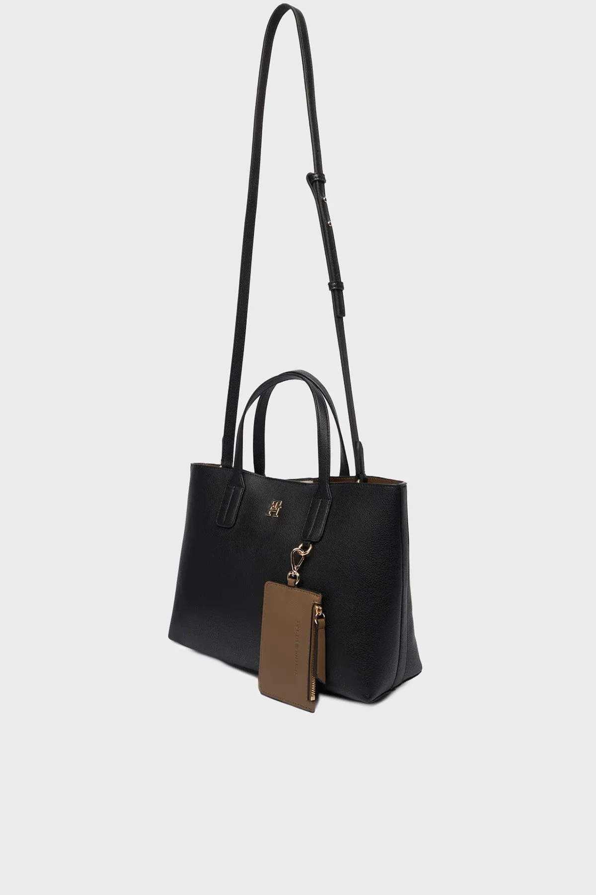 Tommy Hilfiger Logolu Sabit Askılı Bayan Çanta AW0AW18233 BDS SİYAH - 4