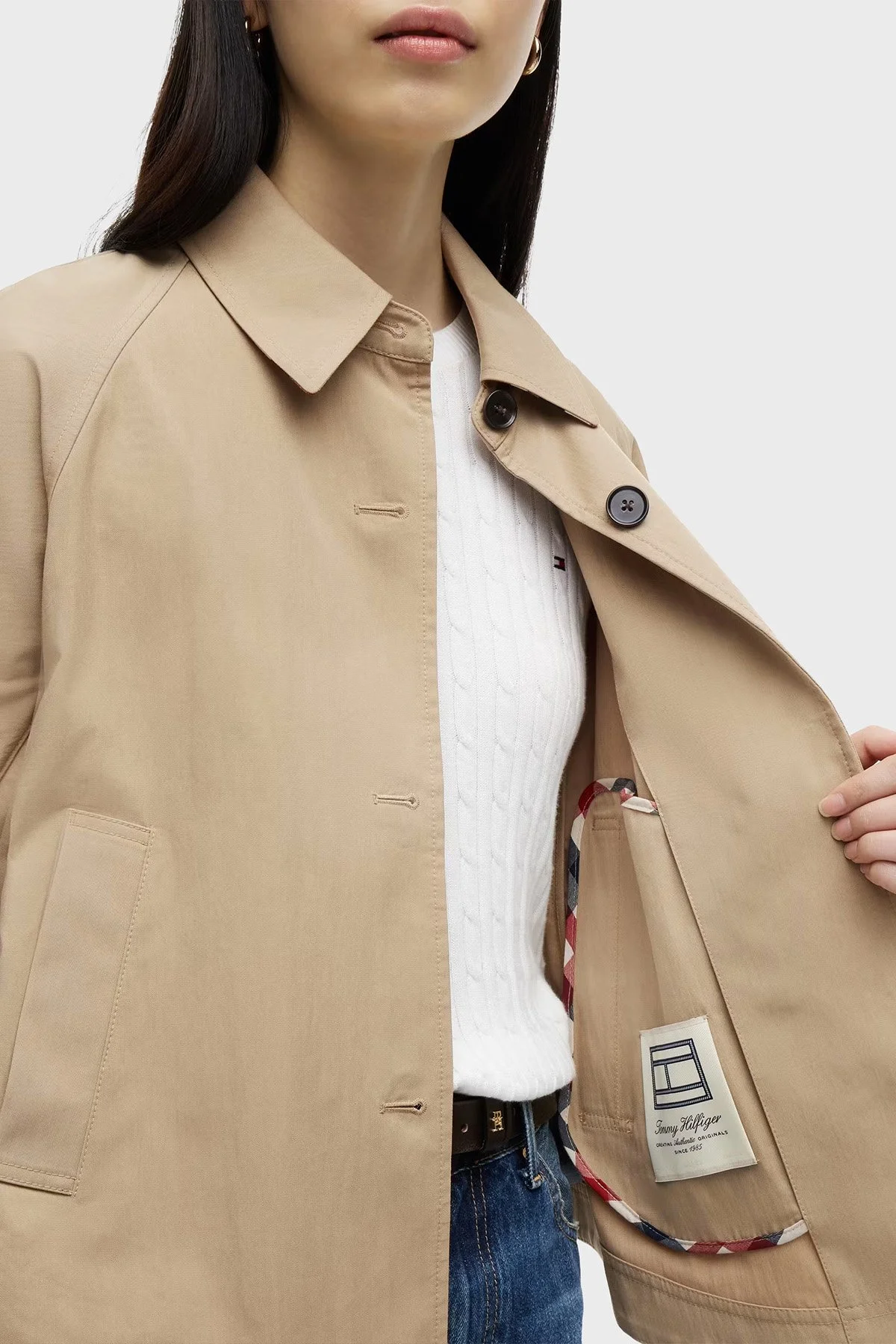 Tommy Hilfiger Logolu Su İtici Regular Fit Ceket Kadın Mont WW0WW49844 AEH Camel - 4