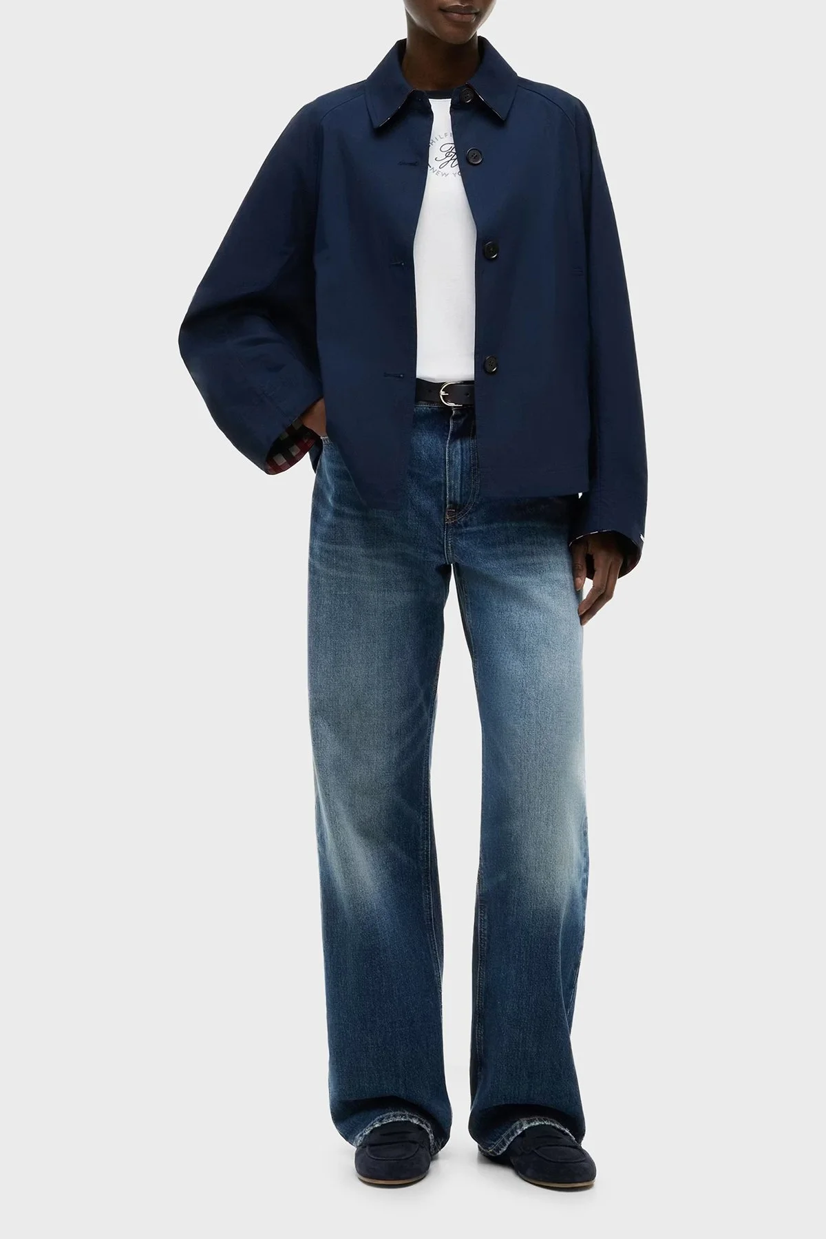 Tommy Hilfiger Logolu Su İtici Regular Fit Ceket Kadın Mont WW0WW49844 C1G Lacivert - 2