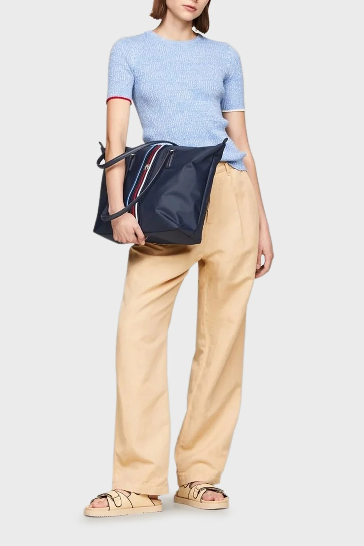 Tommy Hilfiger Logolu Tote Bayan Çanta AW0AW15981 DW6 LACİVERT - 2