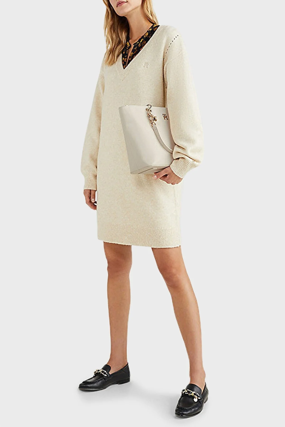 Tommy Hilfiger Logolu Zincir Askılı Bayan Çanta AW0AW14179 AA8 KREM - 2