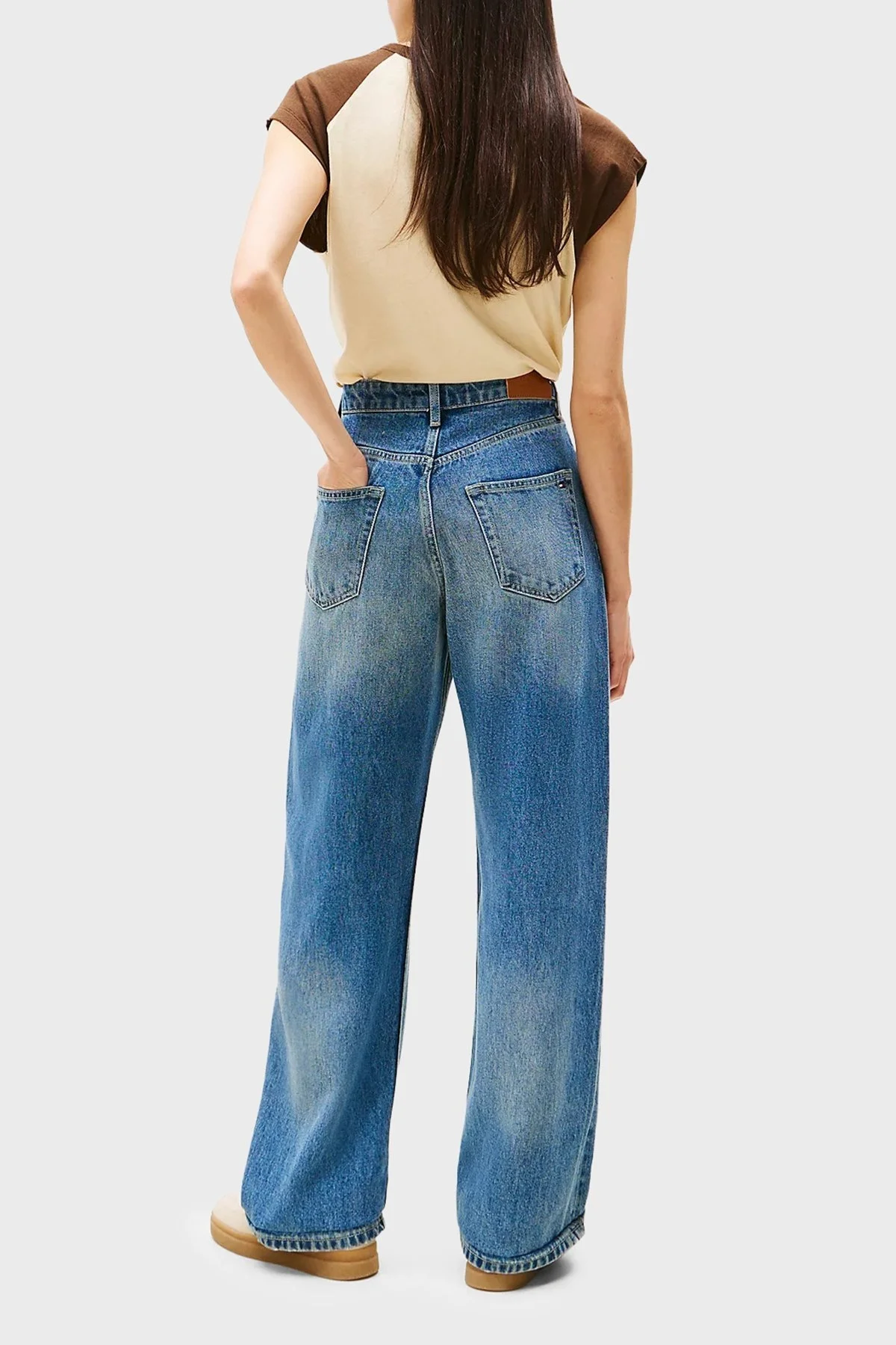 Tommy Hilfiger Loose Fit Orta Bel Geniş Paça Liyosel Jeans Bayan Kot Pantolon WW0WW47151 1A5 MAVİ - 3