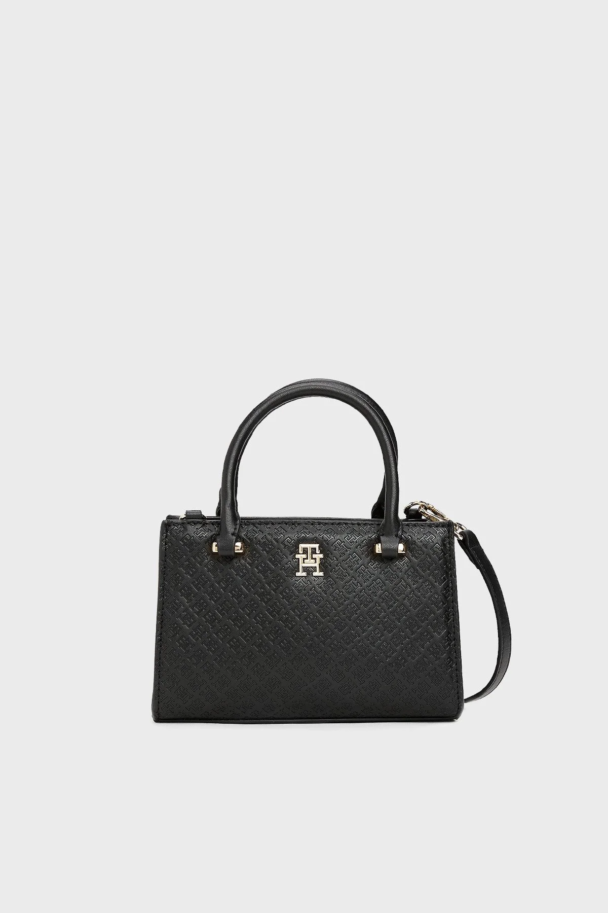 Tommy Hilfiger Marka Monogramlı Çapraz Askılı Bayan Çanta AW0AW16932 BDS SİYAH - 1