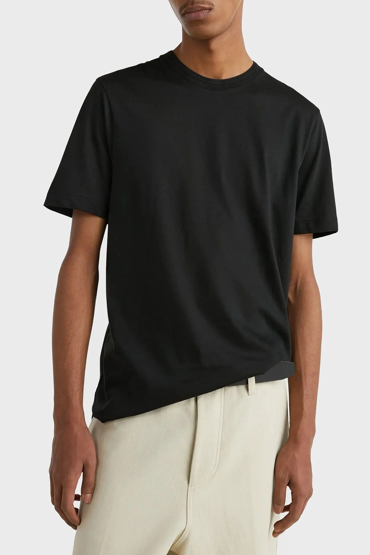 Tommy Hilfiger Merserize Pamuklu Bisiklet Yaka Regular Fit Erkek T Shirt MW0MW30044 BDS SİYAH - 1