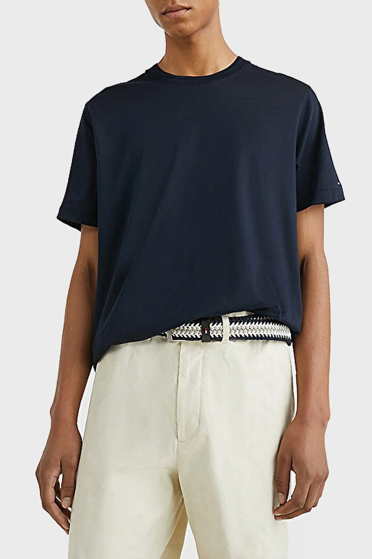 Tommy Hilfiger Merserize Pamuklu Bisiklet Yaka Regular Fit Erkek T Shirt MW0MW30044 DW5 LACİVERT - 1