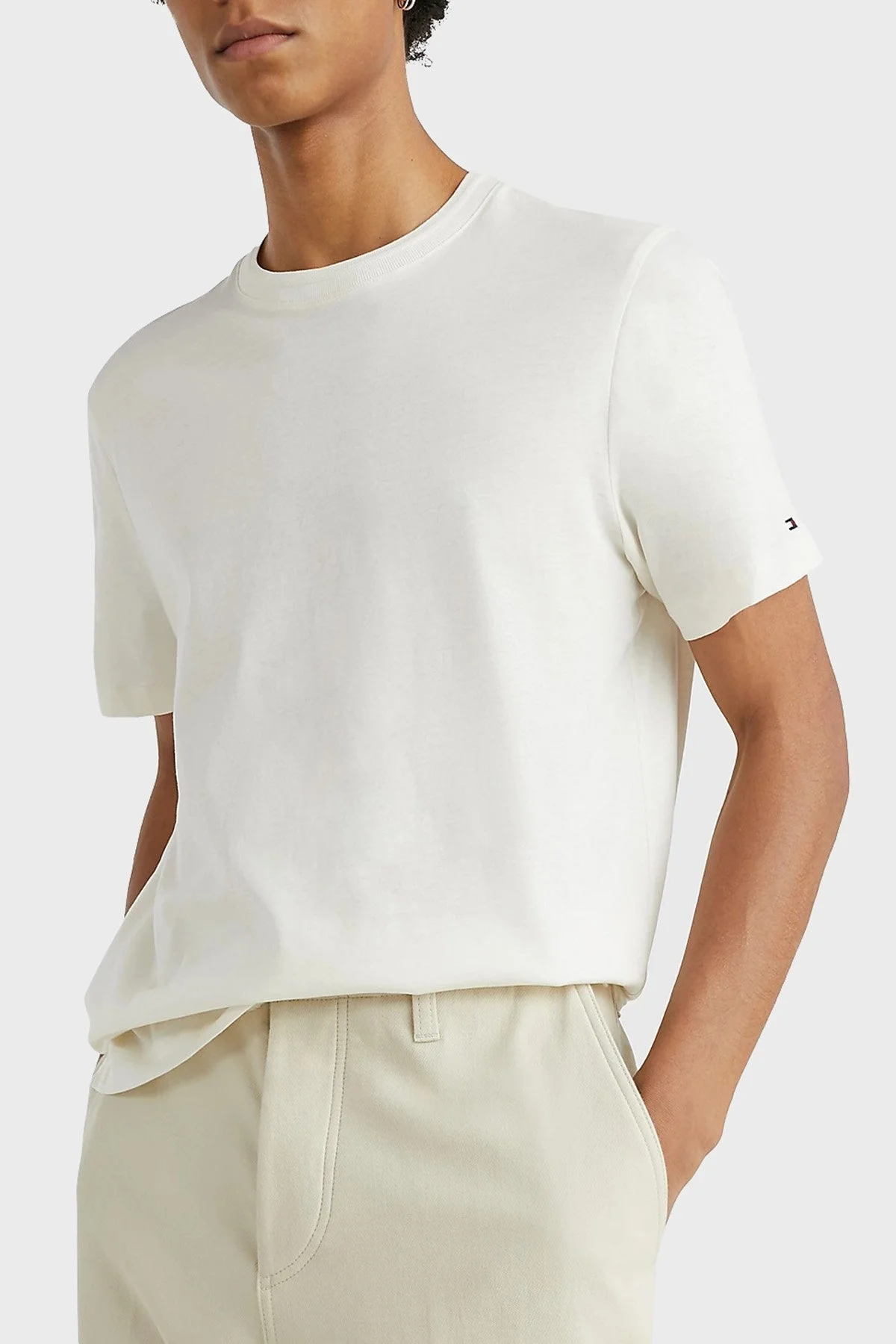 Tommy Hilfiger Merserize Pamuklu Bisiklet Yaka Regular Fit Erkek T Shirt MW0MW30044 YBI BEYAZ - 1