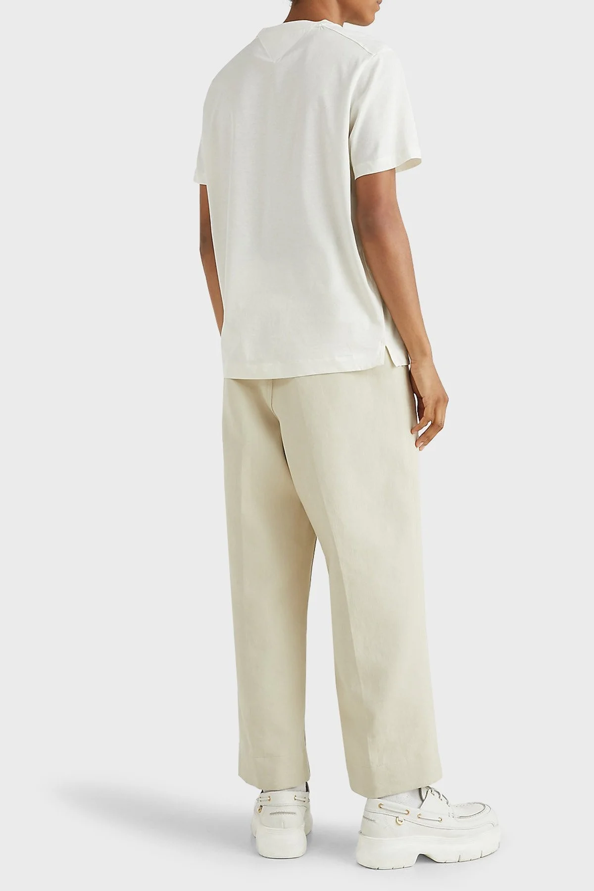 Tommy Hilfiger Merserize Pamuklu Bisiklet Yaka Regular Fit Erkek T Shirt MW0MW30044 YBI BEYAZ - 4
