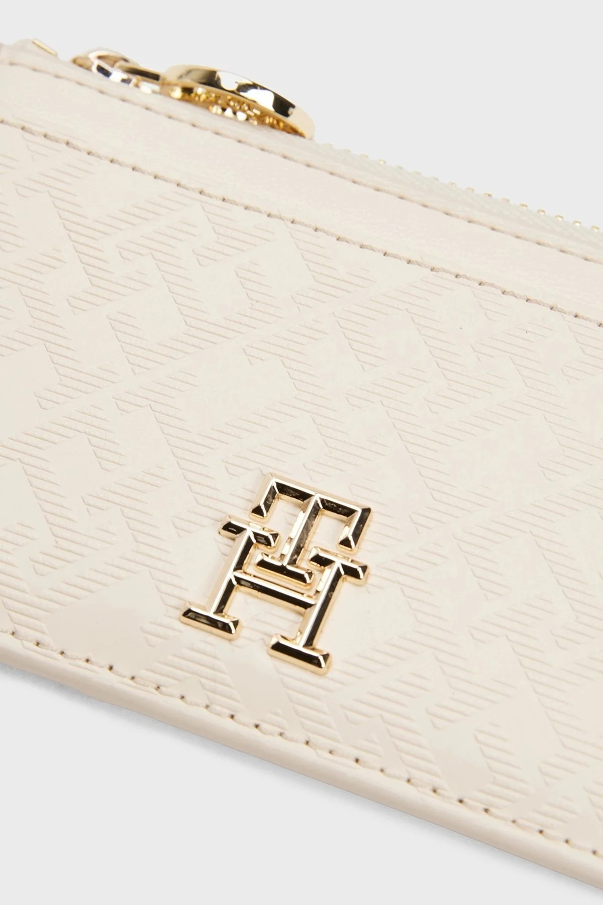 Tommy Hilfiger Monogram Logo Baskılı Fermuarlı Bayan Kartlık AW0AW17401 AA8 BEJ - 5