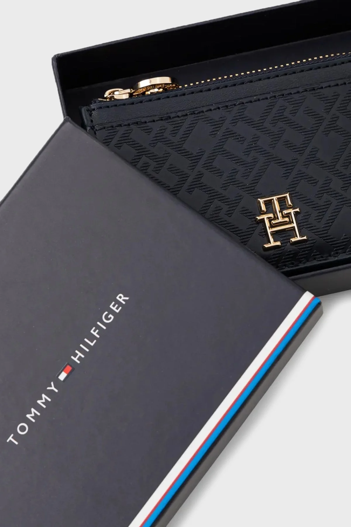 Tommy Hilfiger Monogram Logo Baskılı Fermuarlı Bayan Kartlık AW0AW17401 DW6 LACİVERT - 4