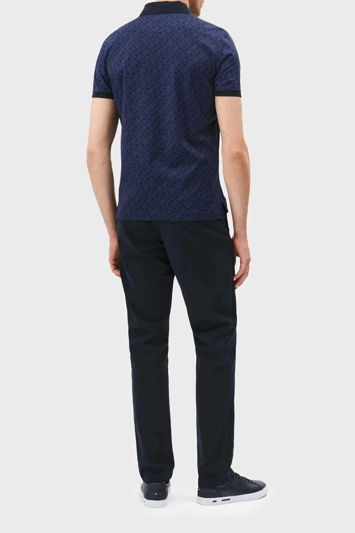 Tommy Hilfiger Monogram Logolu % 100 Pamuk Düğmeli Erkek Polo Yaka T Shirt MW0MW39218 0GY LACİVERT - 7