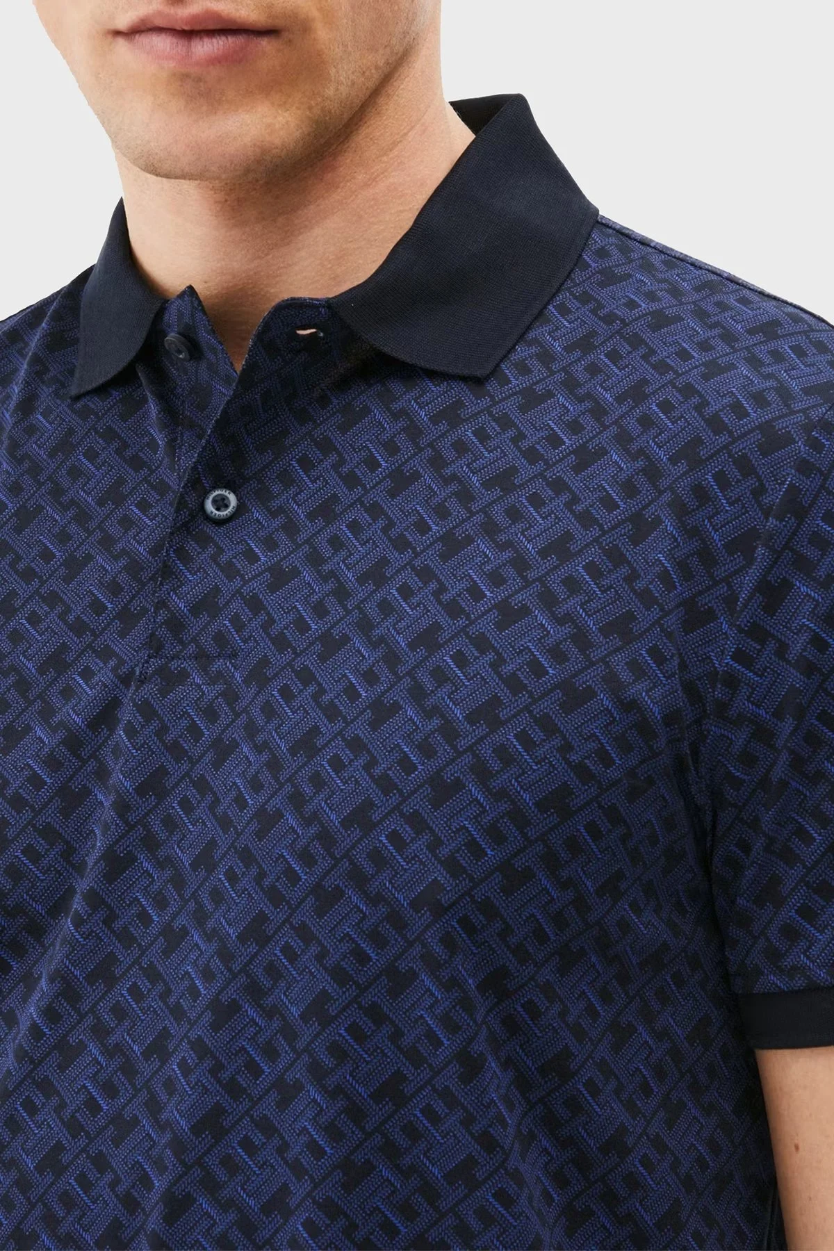 Tommy Hilfiger Monogram Logolu % 100 Pamuk Düğmeli Erkek Polo Yaka T Shirt MW0MW39218 0GY LACİVERT - 8