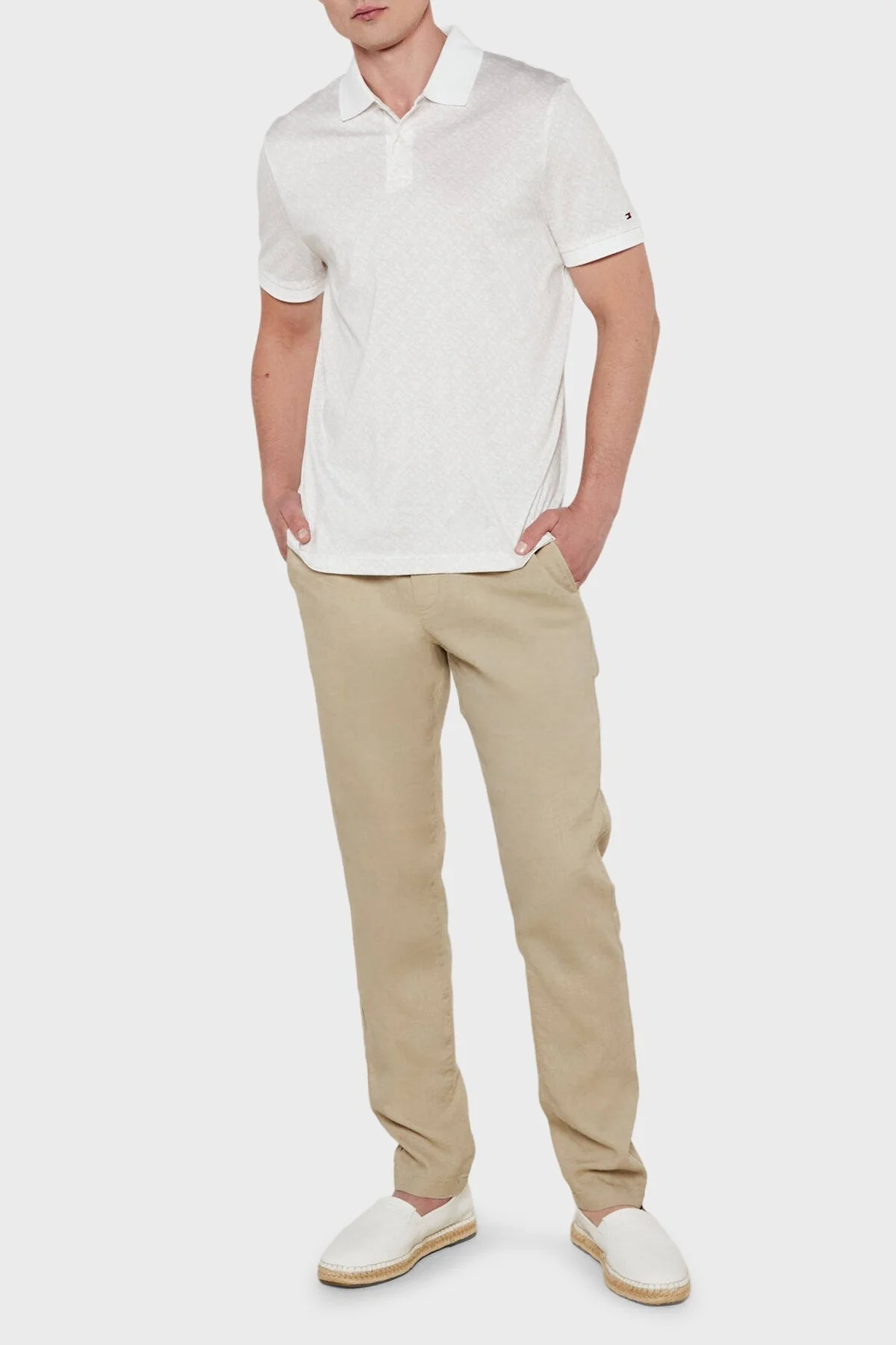 Tommy Hilfiger Monogram Logolu % 100 Pamuk Regular Fit Düğmeli Erkek Polo Yaka T Shirt MW0MW39218 0K5 BEYAZ - 6