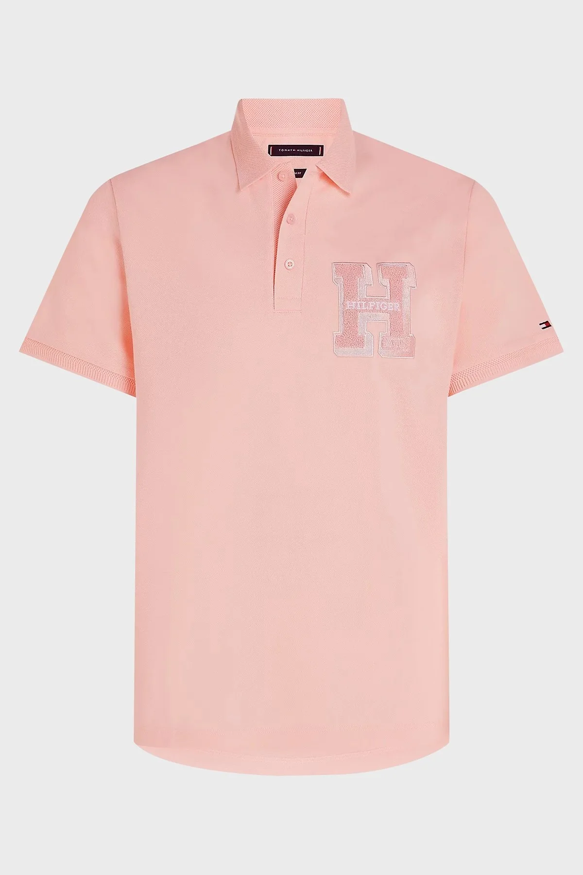 Tommy Hilfiger Monogram Logolu % 100 Pamuk Regular Fit Erkek Polo Yaka T Shirt MW0MW34771 TJS PEMBE - 5