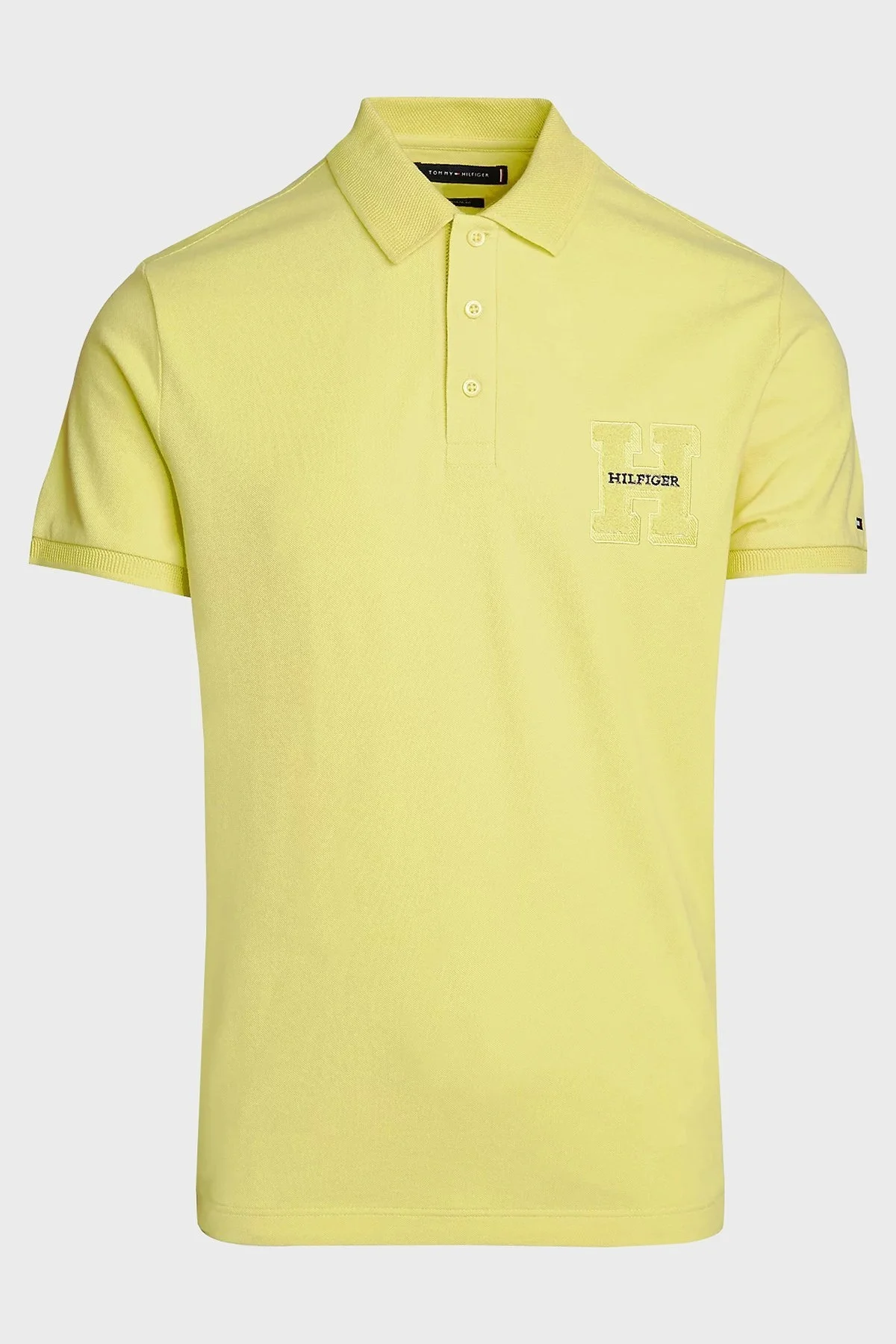 Tommy Hilfiger Monogram Logolu % 100 Pamuk Regular Fit Erkek Polo Yaka T Shirt MW0MW34771 ZIN SARI - 5