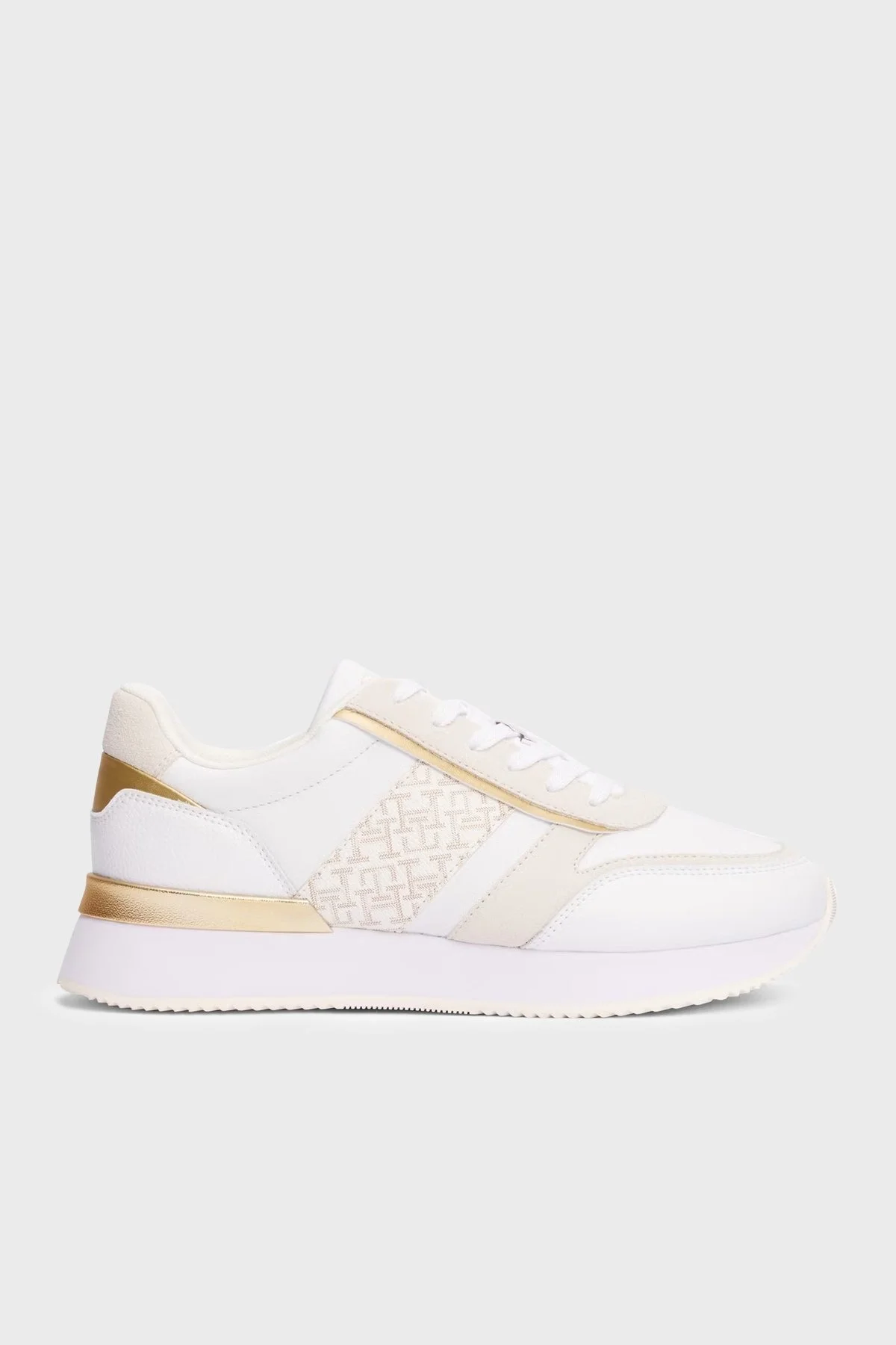 Tommy Hilfiger Monogramlı Kalın Taban Sneaker Bayan Ayakkabı FW0FW08387 0K4 BEYAZ - 1