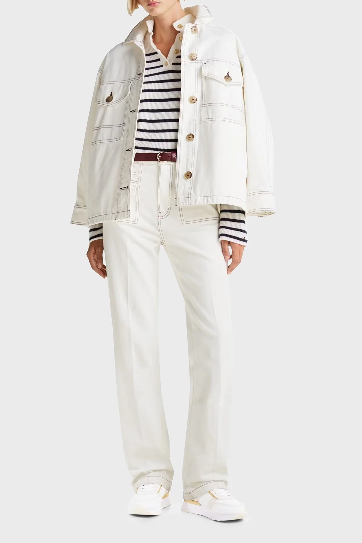 Tommy Hilfiger Monogramlı Kalın Taban Sneaker Bayan Ayakkabı FW0FW08387 0K4 BEYAZ - 2