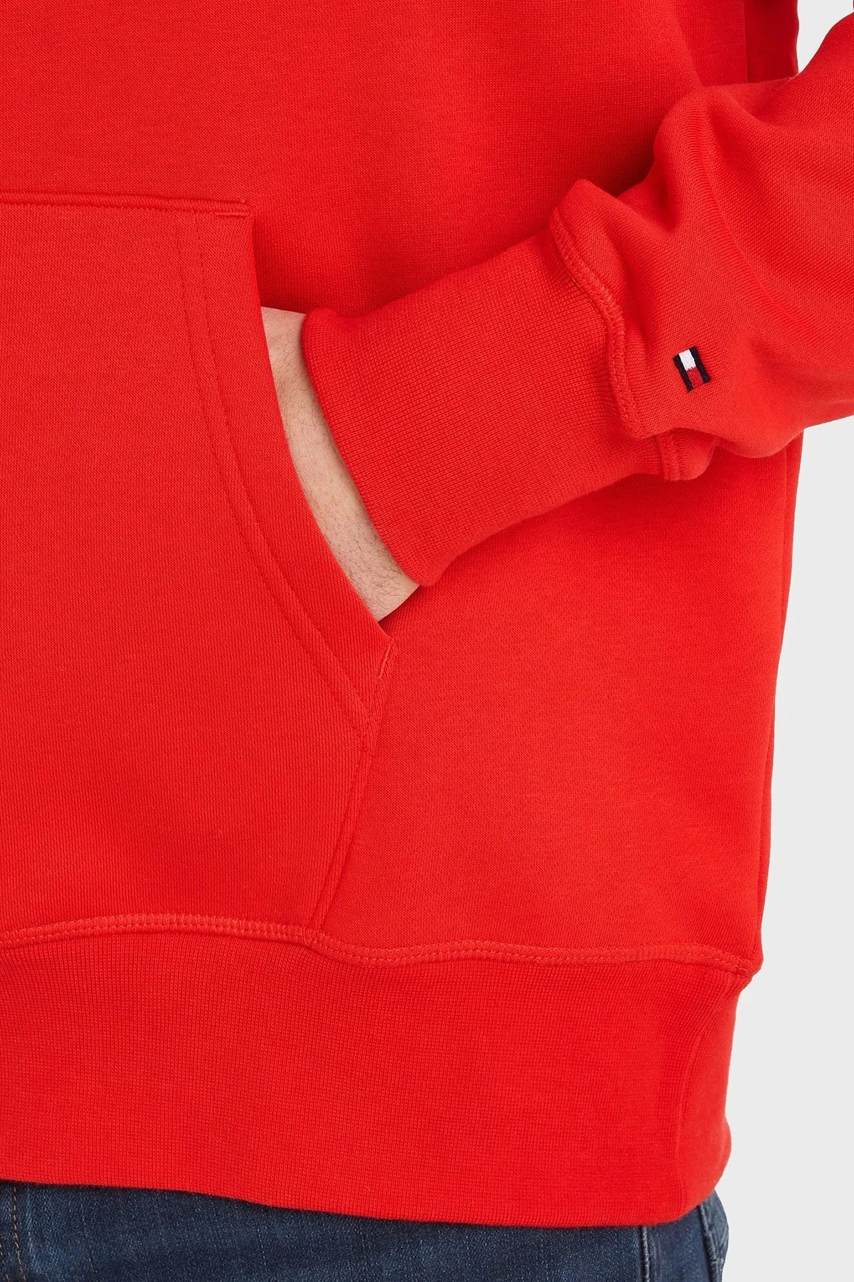 Tommy Hilfiger Nakışlı Pamuklu Regular Fit Kapüşonlu Erkek Sweat MW0MW33062 SNE KIRMIZI - 3