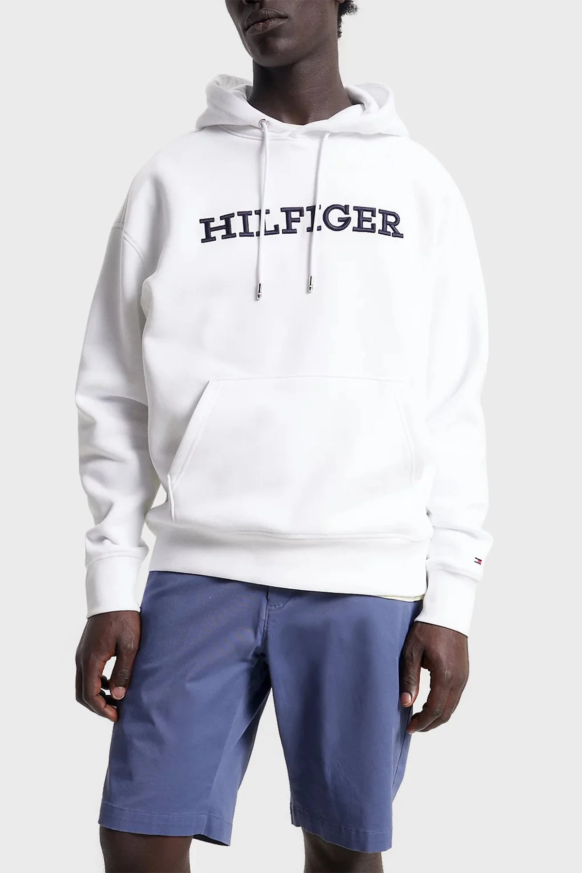 Tommy Hilfiger Nakışlı Pamuklu Regular Fit Kapüşonlu Erkek Sweat MW0MW33062 YBR BEYAZ - 1
