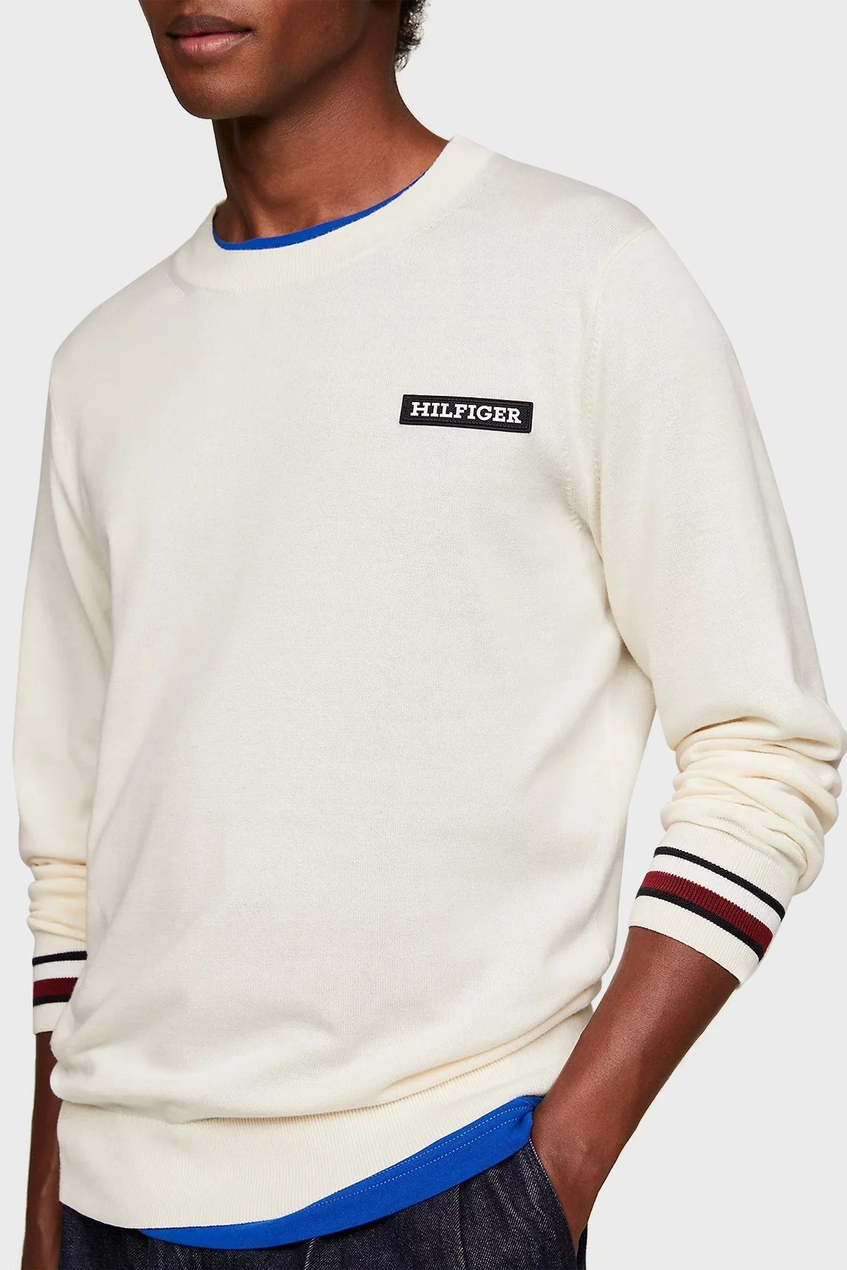 Tommy Hilfiger Organik Pamuklu Bisiklet Yaka Regular Fit Erkek Sweat MW0MW33502 AEF BEJ - 7