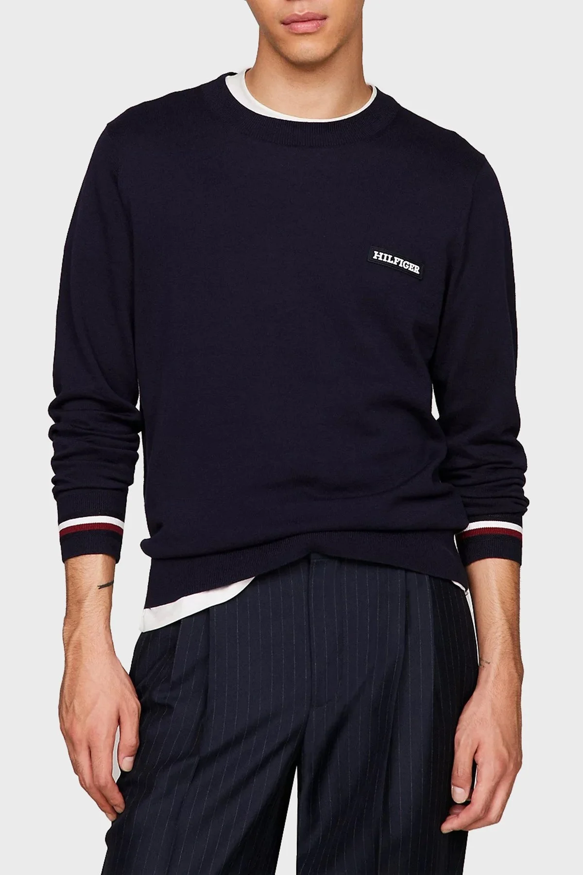 Tommy Hilfiger Organik Pamuklu Bisiklet Yaka Regular Fit Erkek Sweat MW0MW33502 DW5 LACİVERT - 6