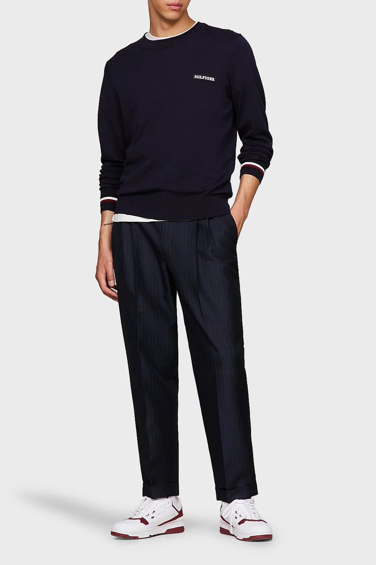 Tommy Hilfiger Organik Pamuklu Bisiklet Yaka Regular Fit Erkek Sweat MW0MW33502 DW5 LACİVERT - 7